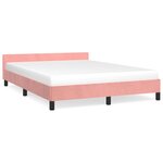 vidaXL Cadre de lit avec tête de lit Rose 140x200 cm Velours