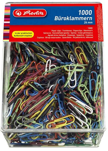 boite de 100 trombones, en métal revêtus de plastique 26 mm HERLITZ