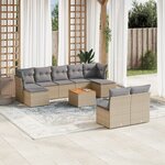 vidaXL Salon de jardin avec coussins 10 Pièces beige résine tressée