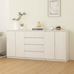 vidaXL Armoires latérales 3 Pièces blanc Bois de pin massif