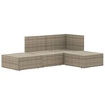 vidaXL Salon de jardin 4 Pièces avec coussins Gris Résine tressée