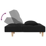 vidaXL Canapé-lit à 2 places avec deux oreillers noir tissu