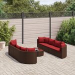 vidaXL Salon de jardin avec coussins 9 Pièces marron résine tressée