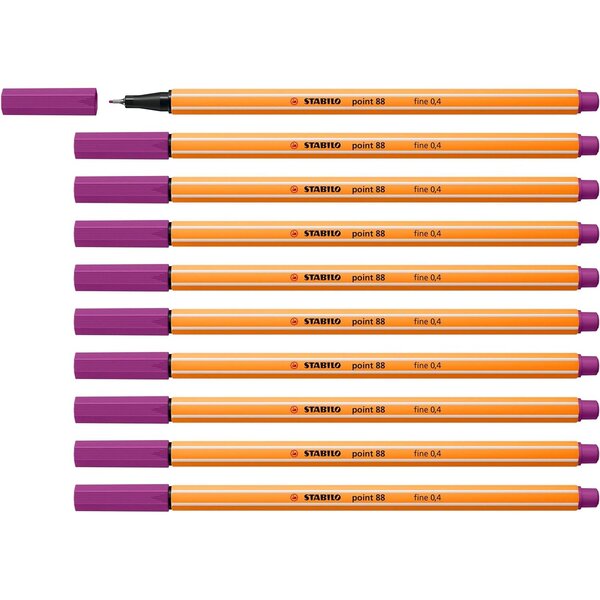 Stylo-Feutre POINT 88 Pointe Fine 0 4 mm Lilas x 10 STABILO