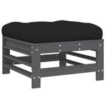 vidaXL Salon de jardin 6 Pièces avec coussins gris bois massif