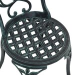 Ensemble de jardin bistro 3 pièces vert en aluminium style fonte