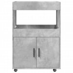 vidaXL Chariot de bar gris béton 60x39 5x89 cm bois d'ingénierie