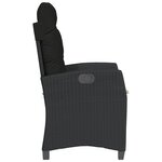 vidaXL Chaise inclinable de jardin avec coussins noir résine tressée