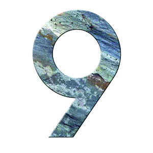 Numéro 9 - Numéro adhésif pour boîtes aux lettres- Pierre véritable 50 mm LAVE