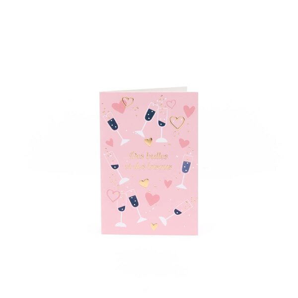 Carte Anniversaire Des Bulles Et Des Bisous - Rose - Draeger paris