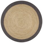 vidaXL Tapis fait à la main Jute avec bord gris foncé 120 cm