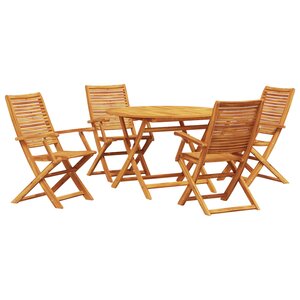 Set de salle à manger de jardin 5 pièces en bois massif d'acacia