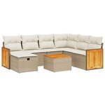 vidaXL Salon de jardin avec coussins 8 Pièces beige résine tressée