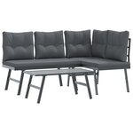 vidaXL Ensemble de bancs de jardin avec coussins 3 Pièces noir