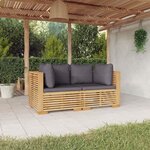 vidaXL Canapés d'angle de jardin et coussins 2 Pièces Bois teck massif