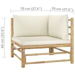 vidaXL Salon de jardin 10 Pièces avec coussins blanc crème bambou