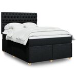 vidaXL Sommier à lattes de lit avec matelas Noir 140x190 cm Tissu
