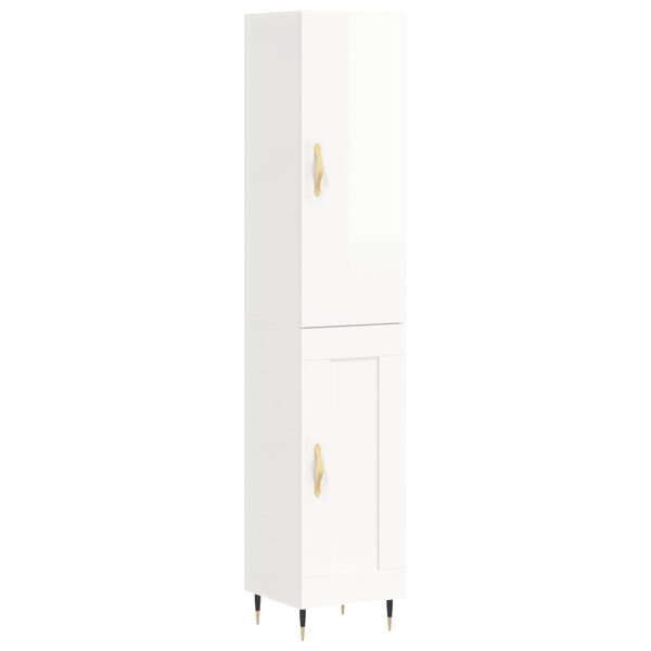 vidaXL Buffet haut Blanc brillant 34 5x34x180 cm Bois d'ingénierie