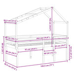 vidaXL Lit haut avec toit 90x190 cm bois de pin massif