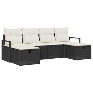 vidaXL Ensemble de canapé de jardin avec coussin 6 Pièces Noir et crème