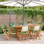 vidaXL Chaises de jardin pliantes lot de 6 vert tissu et bois massif