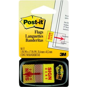 Marque-pages souples 25 x 43,2 mm - 50 index Signez ici" (paquet 50 unités)"