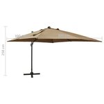 vidaXL Parasol déporté avec mât et lumières LED Taupe 300 cm