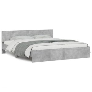 vidaXL Cadre de lit avec tête de lit gris béton 200x200 cm