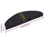 vidaXL Tapis d'escalier auto-adhésif Poinçon aiguilleté 15 Pièces Noir