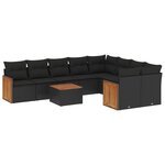 vidaXL Salon de jardin 10 Pièces avec coussins noir résine tressée