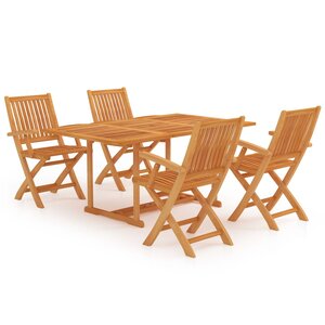 vidaXL Ensemble à manger de jardin 5 Pièces Bois de teck massif