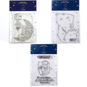 6 Tampons transparents Le Petit Prince et La lune + Paysage + Fleur