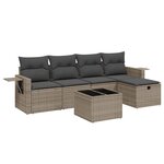 vidaXL Salon de jardin 6 Pièces avec coussins gris résine tressée