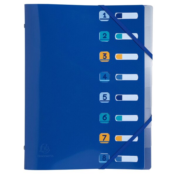 Trieur 8 Compartiments Polypropylène Recyclé Beeblue - A4 - Bleu Marine - X 10 - Exacompta