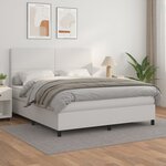 vidaXL Sommier à lattes de lit avec matelas Blanc 160x200cm Similicuir