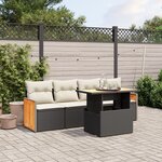 vidaXL Salon de jardin 5 Pièces avec coussins noir résine tressée