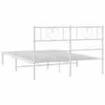 vidaXL Cadre de lit métal avec tête de lit blanc 135x190 cm