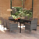 vidaXL Ensemble de salle à manger de jardin et coussins 9Pièces Gris/noir