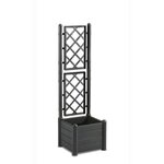 Bac à fleur carré ITALIA avec treillis - 30L - Plastique - Anthracite