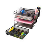 Organiseur bureau q-connect maille métallique 6 compartiments 235x183x65mm coloris noir