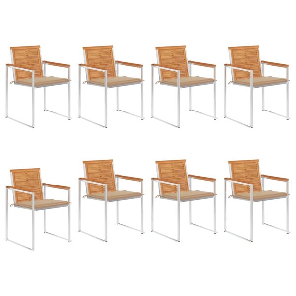 vidaXL Chaises de jardin 8 Pièces avec coussins Bois d'acacia solide