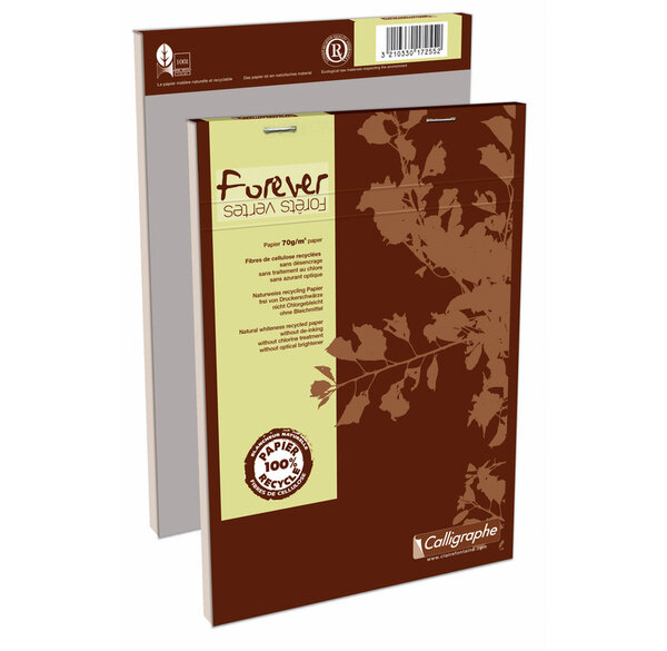 FOREVER Calligraphe, Bloc agrafes en tête 14,8x21 200p Q.5x5 70g recyclé et c CALLIGRAPHE