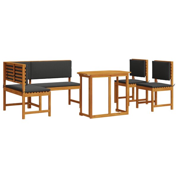 Ensemble de jardin 4 pièces en bois d'acacia avec coussins
