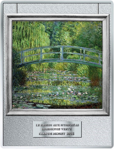 Pièce de monnaie en Argent 250 Euro g 500 (1/2 Kg) Millésime 2022 Famous Paintings WATER LILY POND GREEN HARMONY