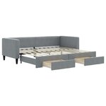 vidaXL Lit de jour avec gigogne et tiroirs gris clair 80x200 cm tissu