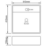 vidaXL Lavabo carré de luxe à trop-plein Blanc mat 41x41 cm Céramique