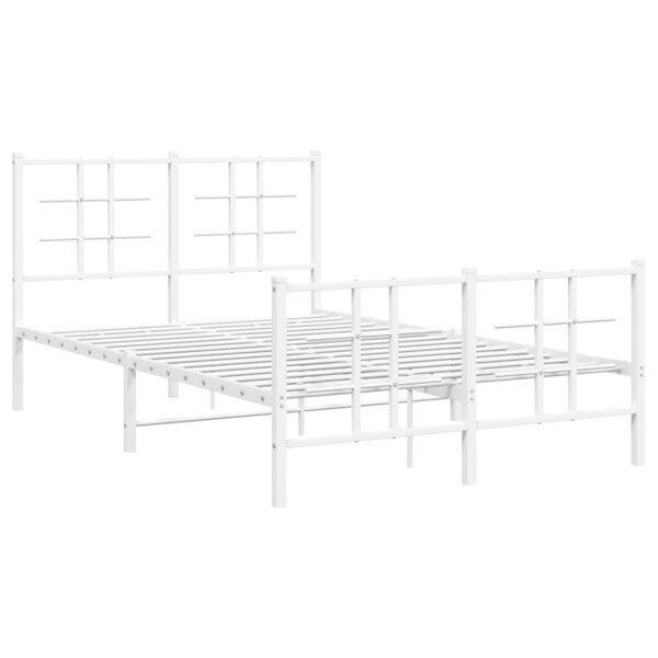 vidaXL Cadre de lit métal avec tête de lit/pied de lit blanc 120x190cm