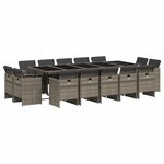 vidaXL Ensemble à manger de jardin 15 Pièces coussins gris résine tressée