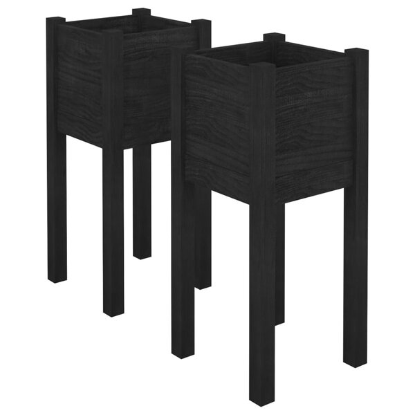 vidaXL Jardinières d'extérieur 2 Pièces Noir 31x31x70 cm Bois de pin