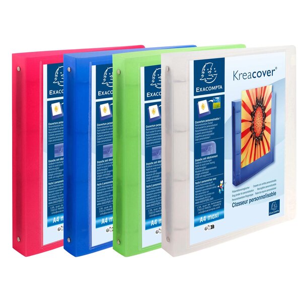 Classeur 4 Anneaux 30mm Polypropylène Chromaline 10/10e Krea Cover - A4 Maxi - Couleurs Assorties - X 12 - Exacompta